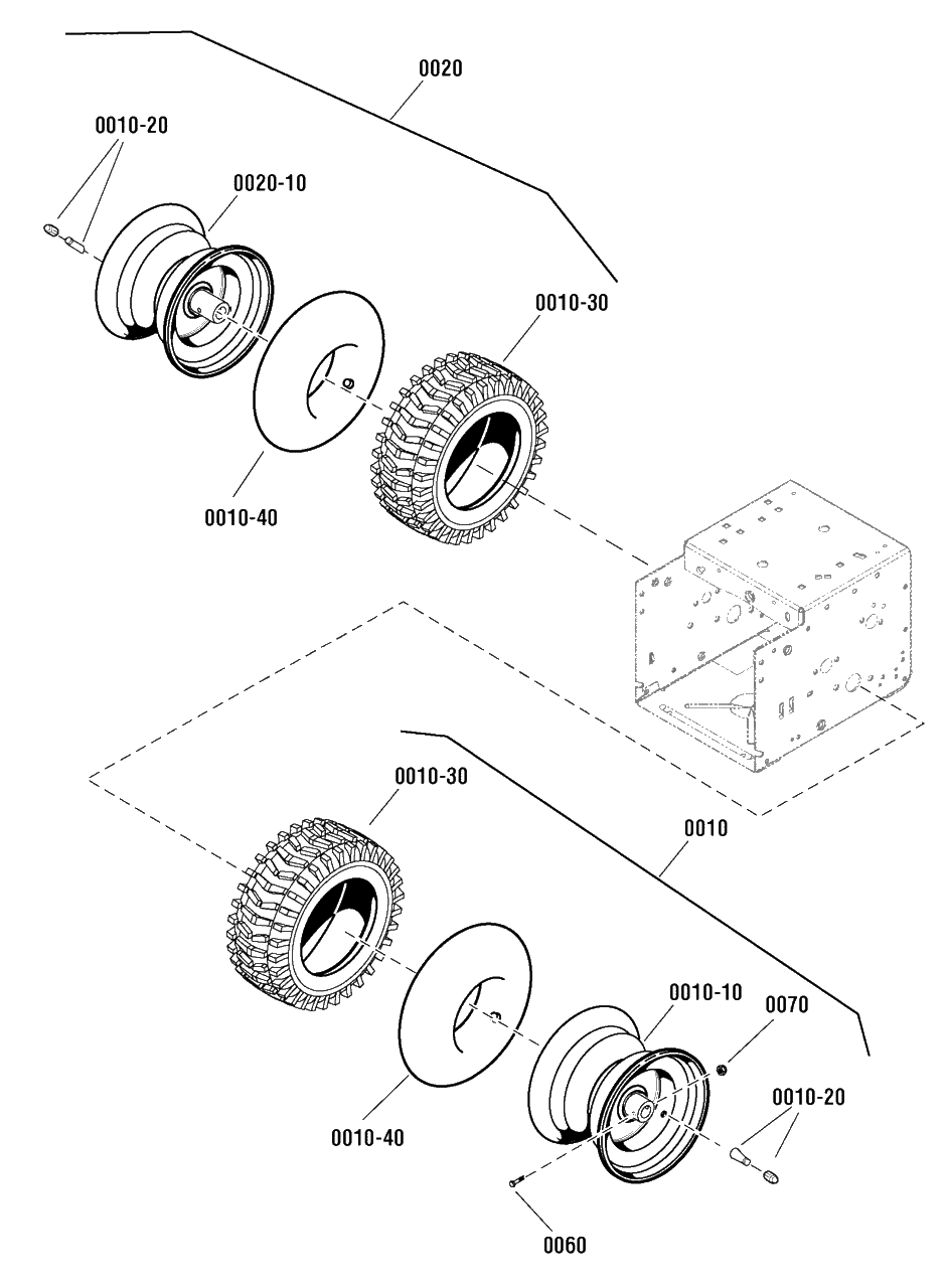Wheels And Tires Group Diagram and Parts List for 16533ES (1696031)(2011) Murray Snow Blower