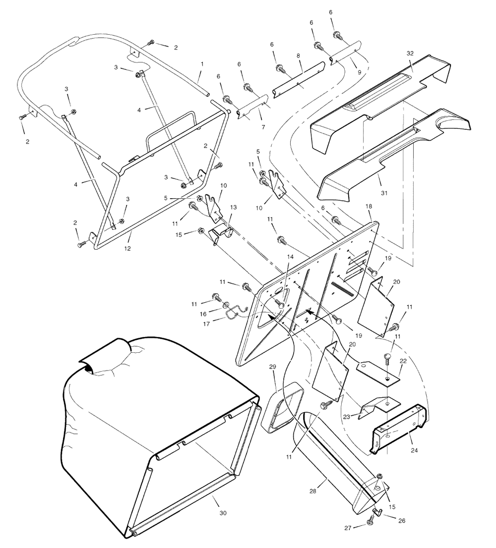 Grass Bagger Diagram and Parts List for 312006X51A (7800523)(2009) Murray Lawn Tractor