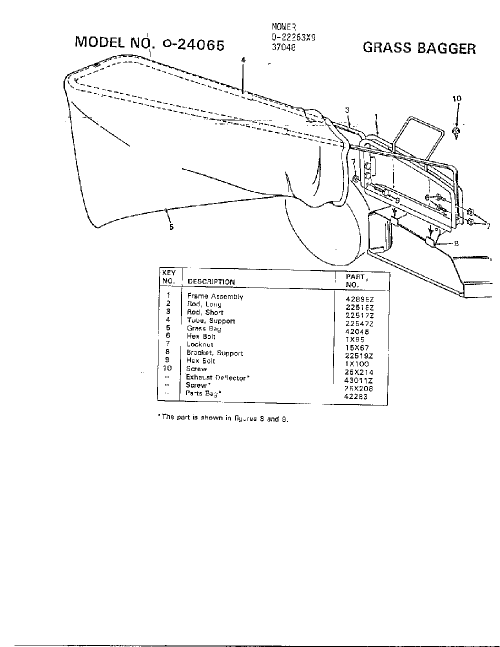 Grass bagger Diagram and Parts List for 37048  Murray Lawn Mower