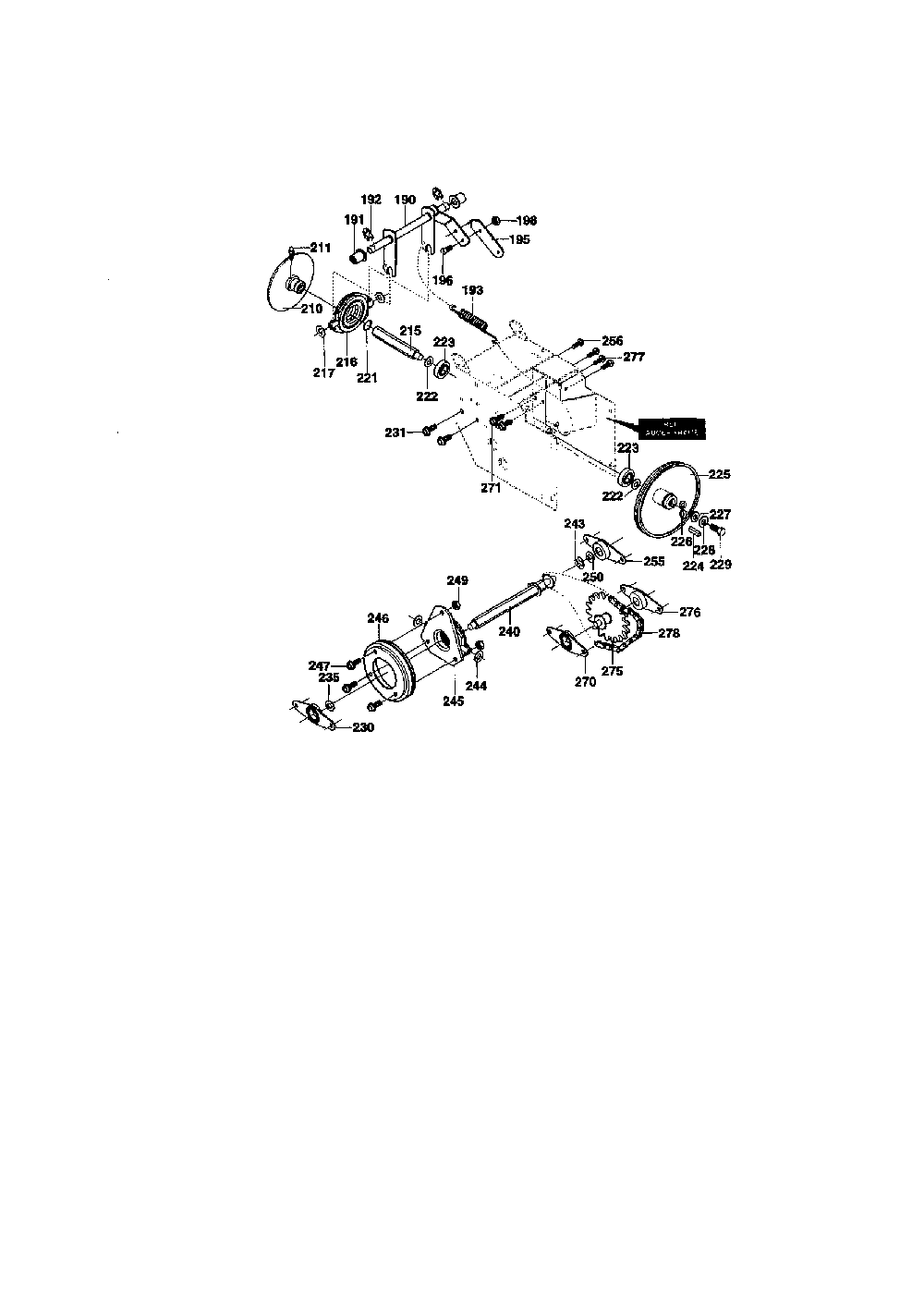 Drive components Diagram and Parts List for 627104X8A  Murray Snow Blower