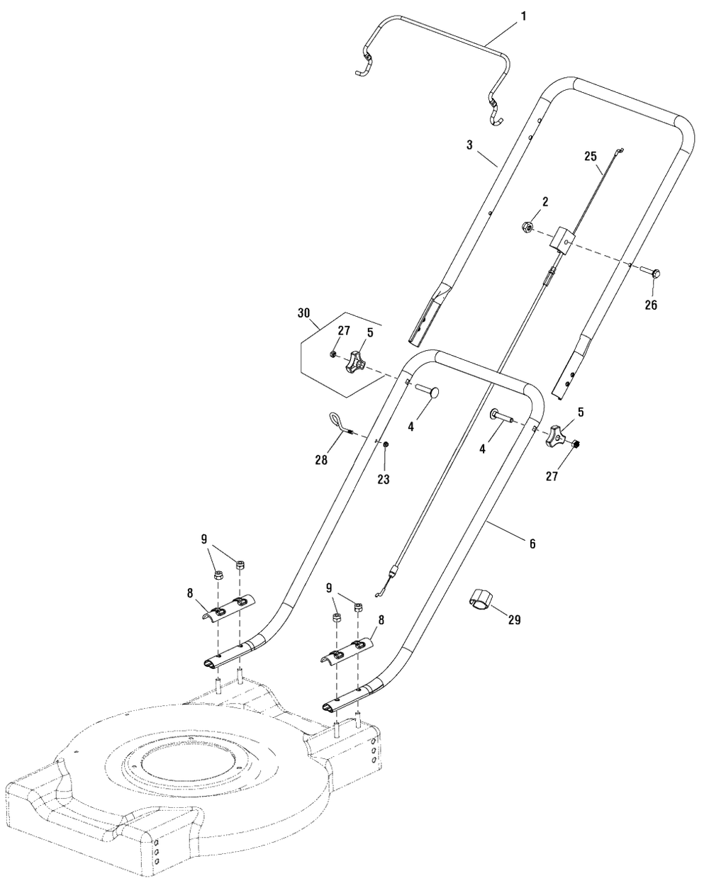 Handles Group (866079) Diagram and Parts List for MP450D20 (866079-00)(2016) Murray Lawn Mower