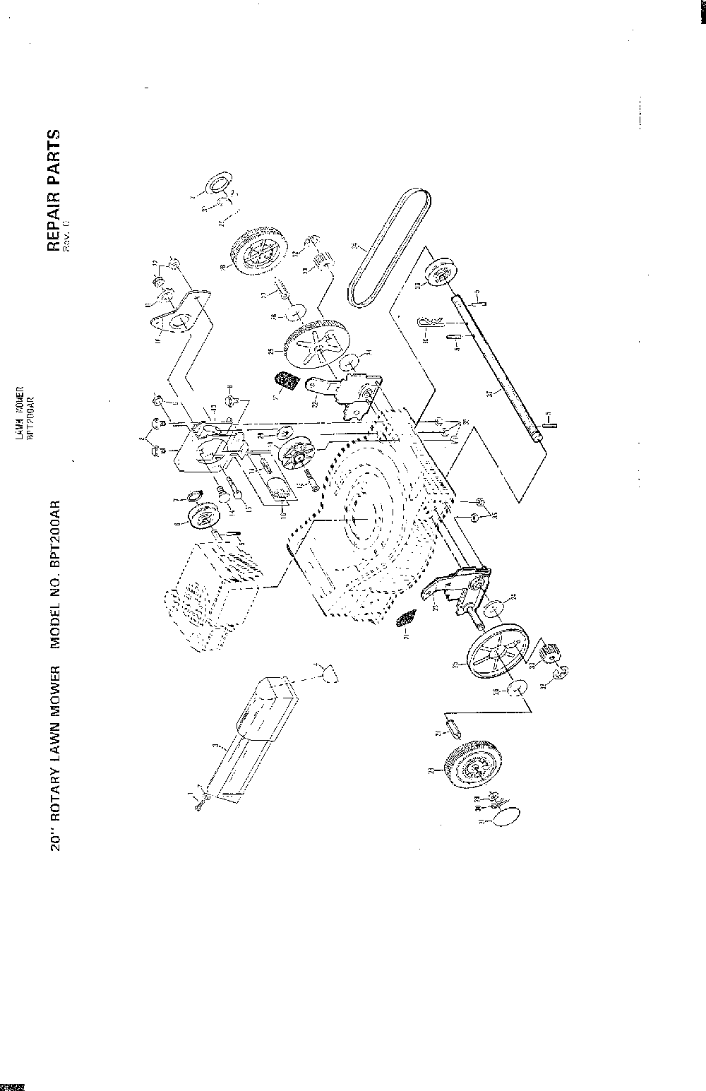 20" rotary lawn mower Diagram and Parts List for 0-22651X9  Murray Lawn Mower