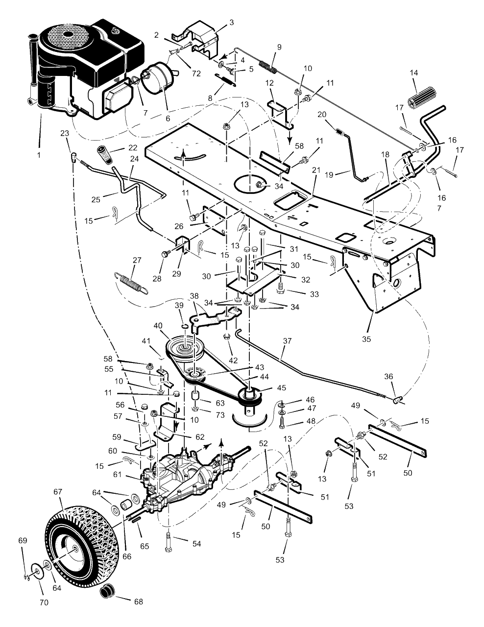 Motion Drive Diagram and Parts List for 309000X8A 2003 Murray Lawn Tractor