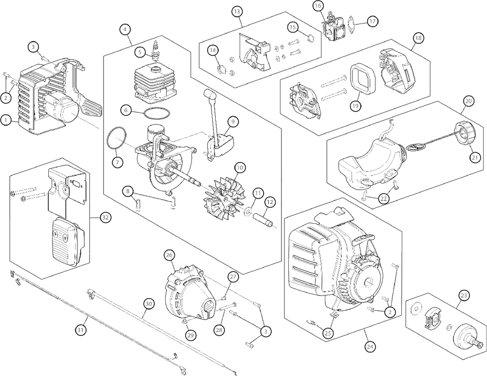 Engine Assembly Diagram and Parts List for M2550 41ADZ20C758 Murray Trimmer