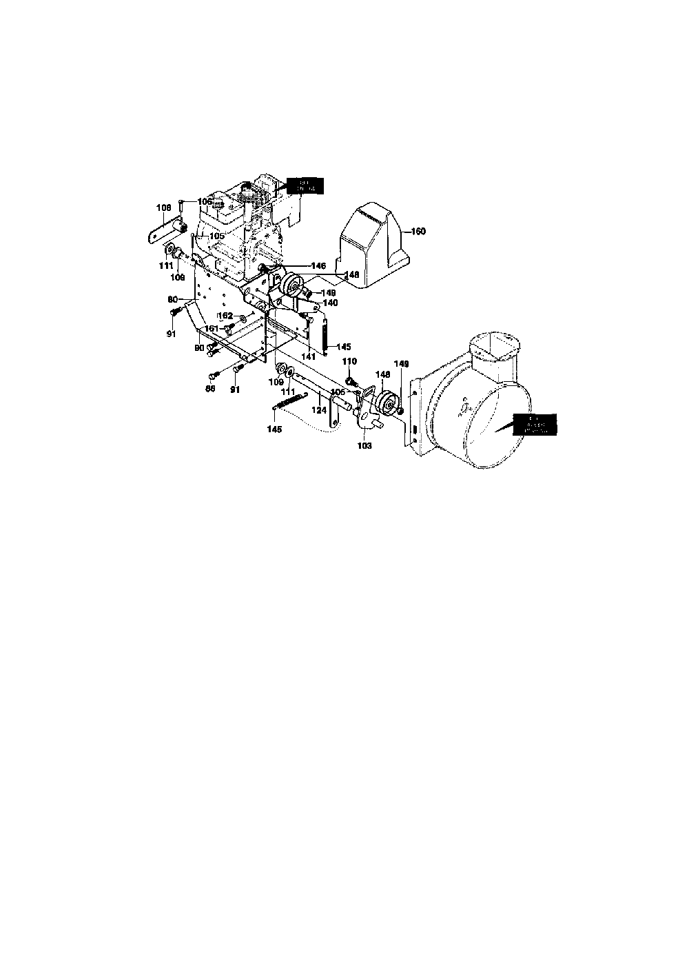 Frame components Diagram and Parts List for 627104X8A  Murray Snow Blower