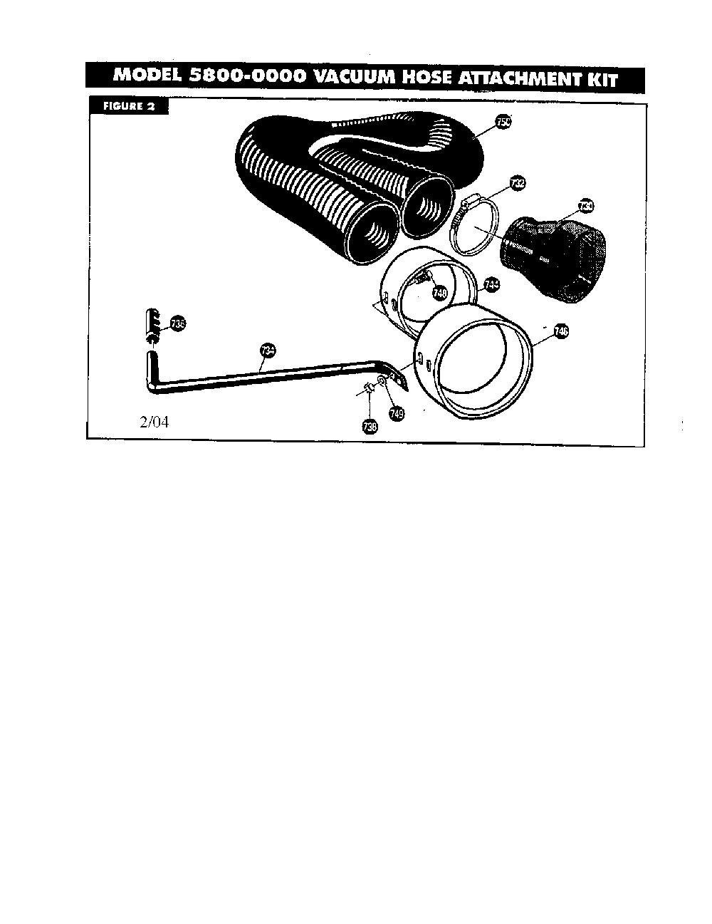 Vacuum hose attachment kit Diagram and Parts List for 5800-0000  Murray Chipper Shredder