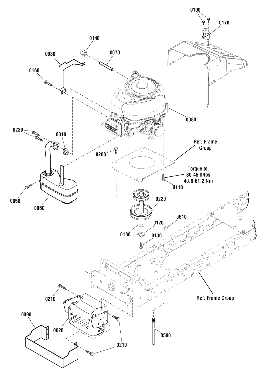 Engine Group Diagram and Parts List for MT155420H (2691227)(2014) Murray Lawn Tractor