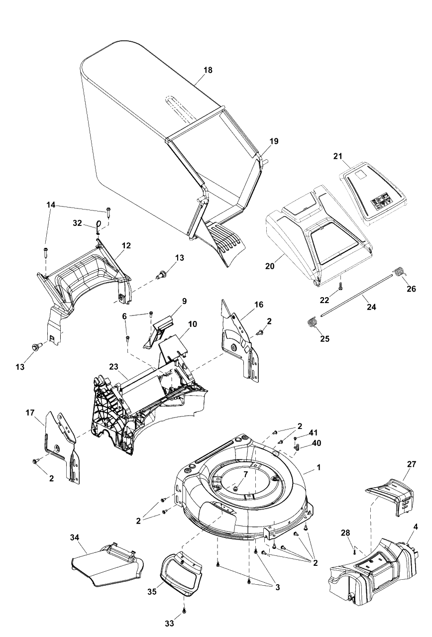 Deck Group Diagram and Parts List for EQ700X (2691476-01)(2018) Murray Lawn Mower