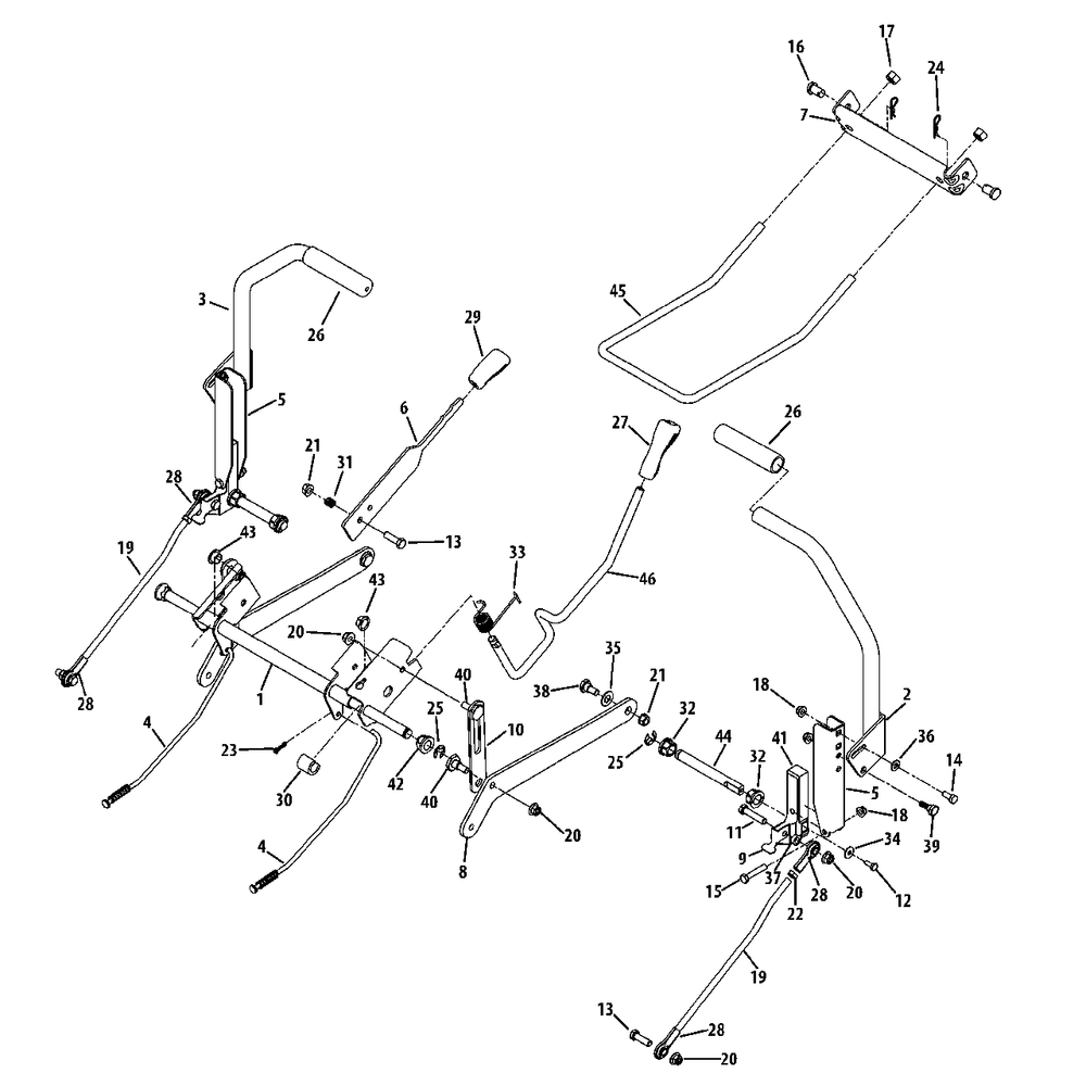 Deck Lift And Controls Diagram and Parts List for MZ210-42 (RZT-42)(2013) Murray Lawn Tractor