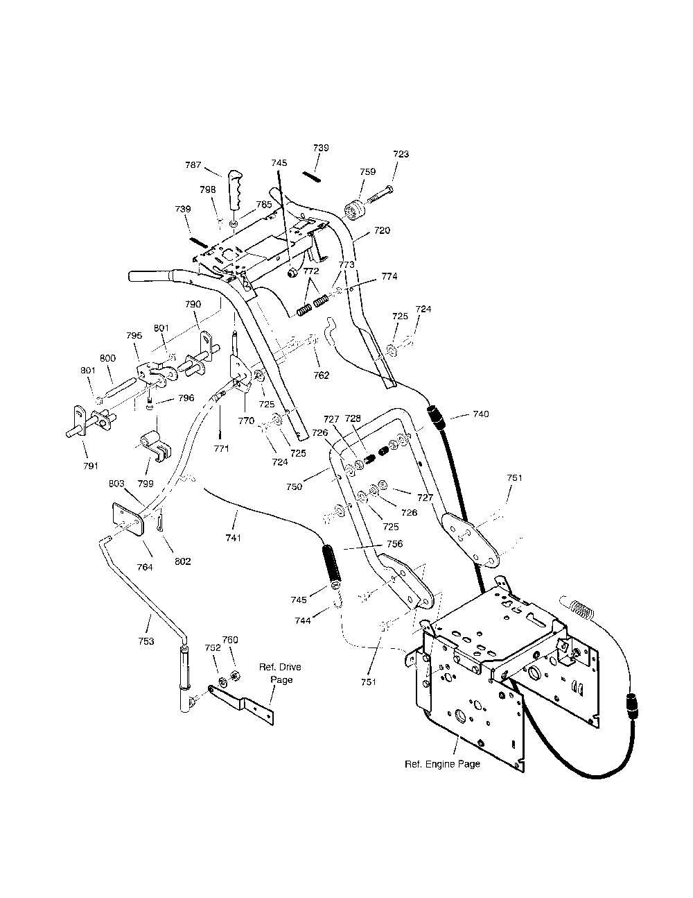 Handle Diagram and Parts List for 629909X54B  Murray Snow Blower
