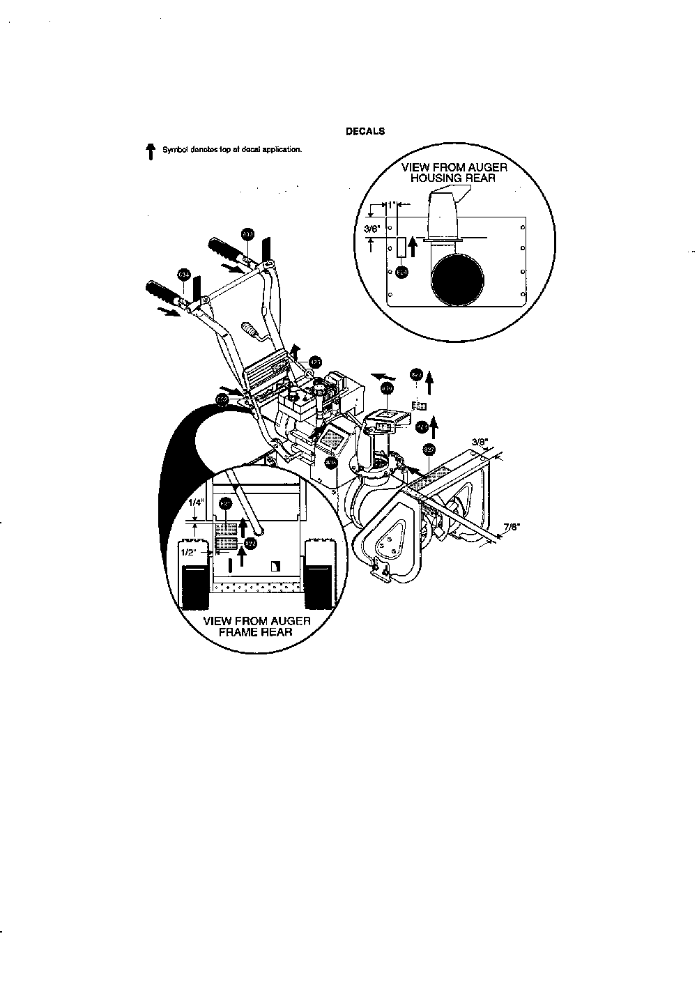 Decals Diagram and Parts List for 622504X8  Murray Snow Blower