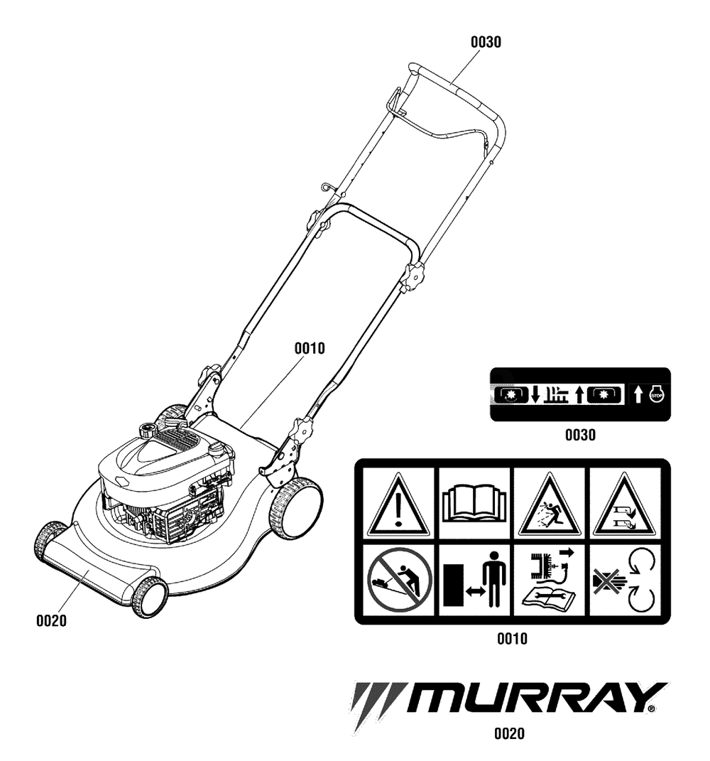 Decals Group (881650) Diagram and Parts List for MPH625E (881548)(2012) Murray Lawn Mower