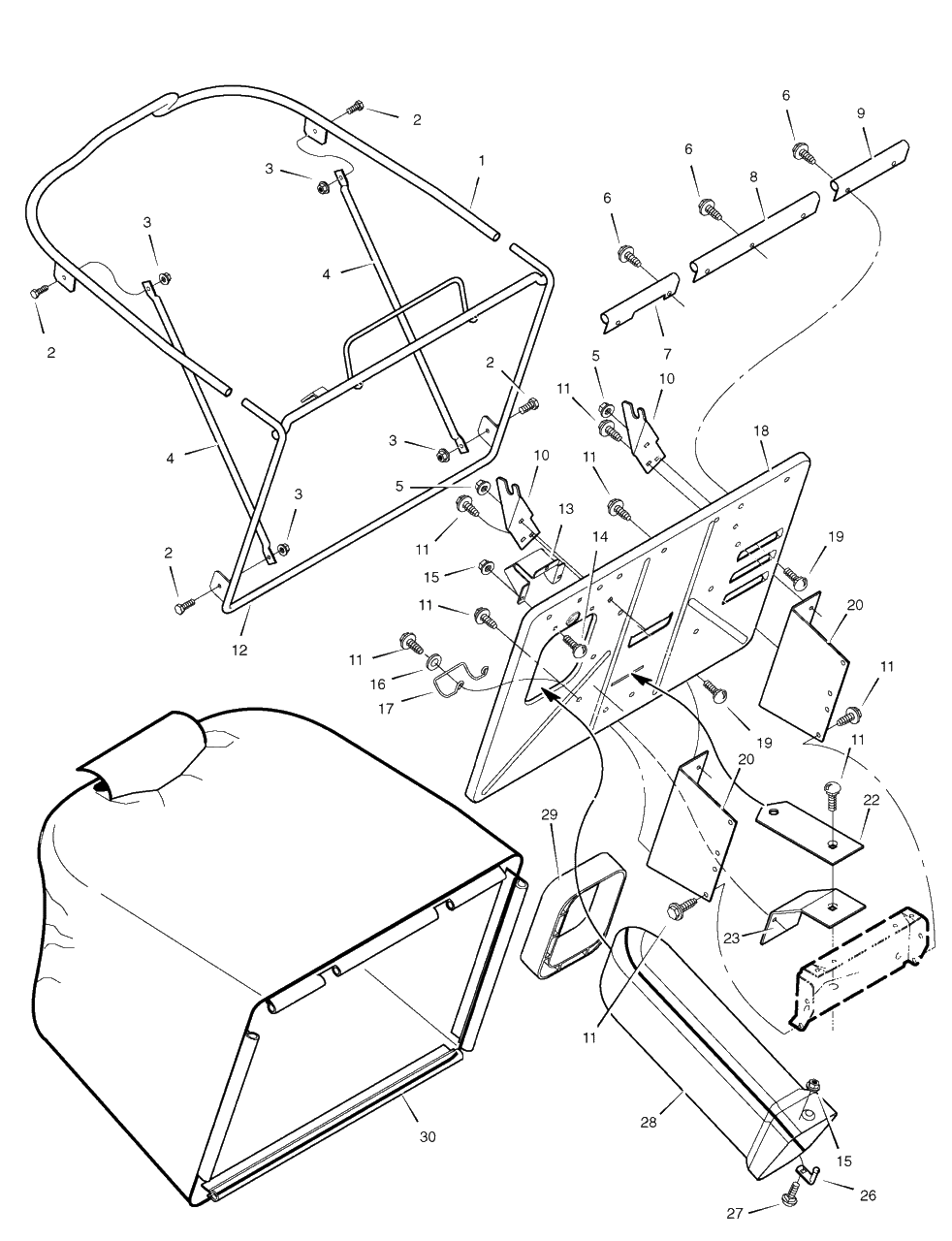Grass Bagger Diagram and Parts List for 312006X51A (7800274)(2008) Murray Lawn Tractor