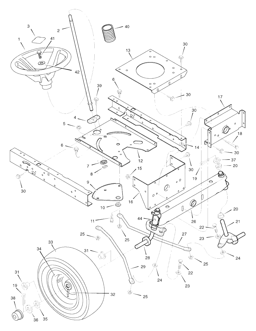 Steering Diagram and Parts List for 312006X51A (7800523)(2009) Murray Lawn Tractor