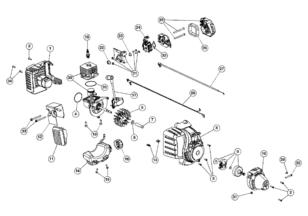 Engine Assembly Diagram and Parts List for MS2560 41ADZ22C768 Murray Trimmer