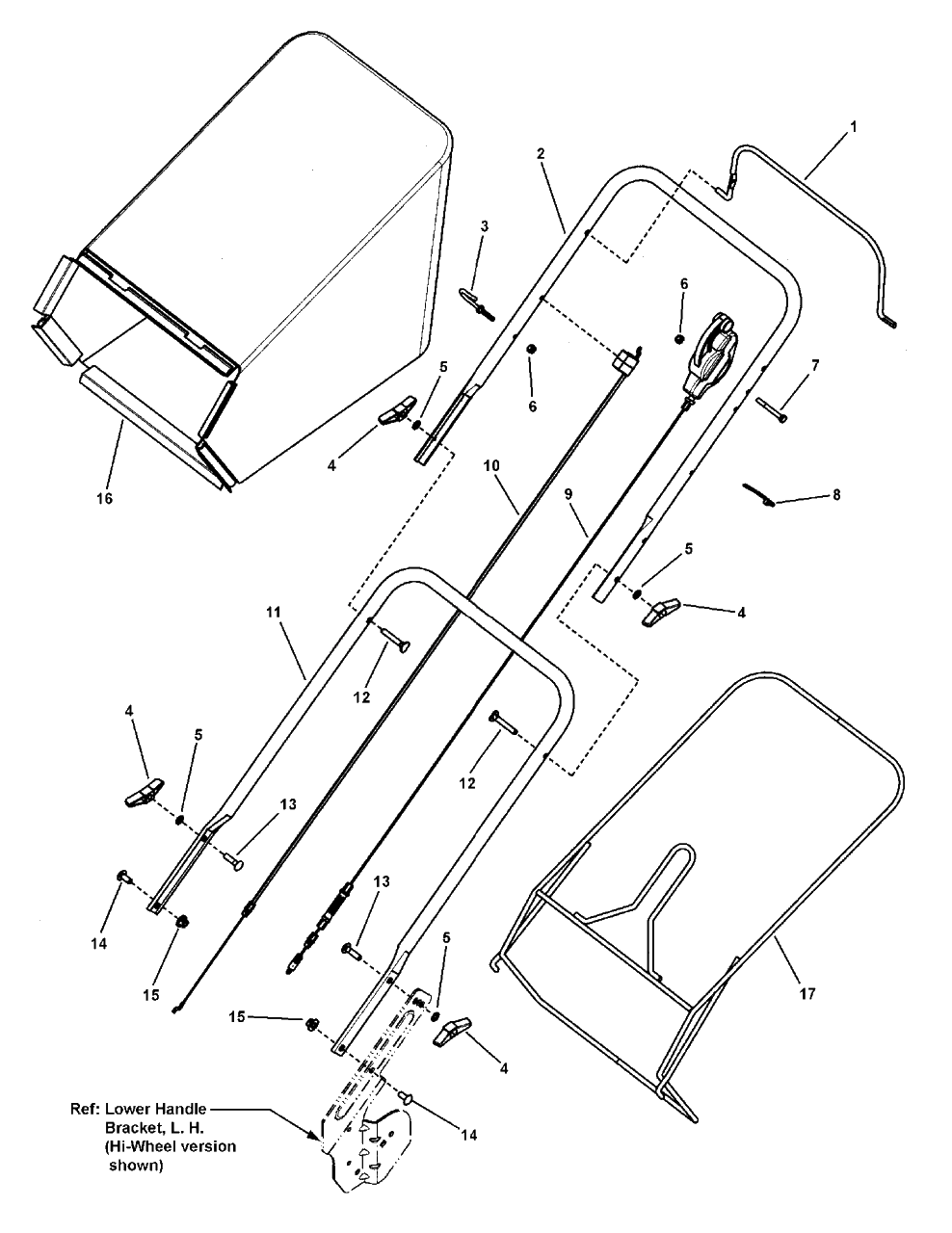 Handles And Controls (Self-Propelled) Diagram and Parts List for MP2265 (7800455)(2010) Murray Lawn Mower