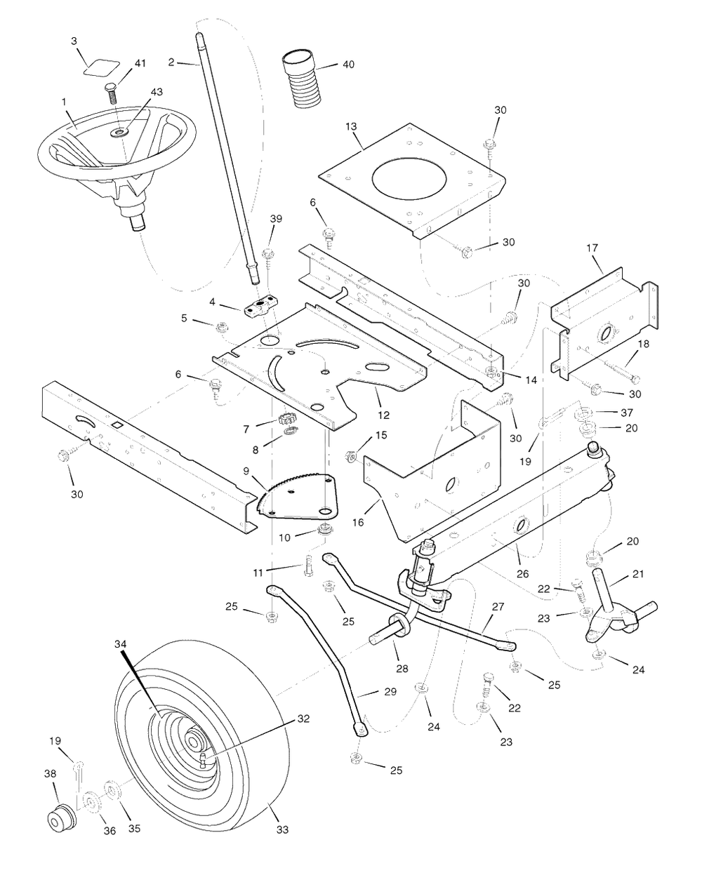 Steering Diagram and Parts List for 405021X151 (7800320)(2008) Murray Lawn Tractor