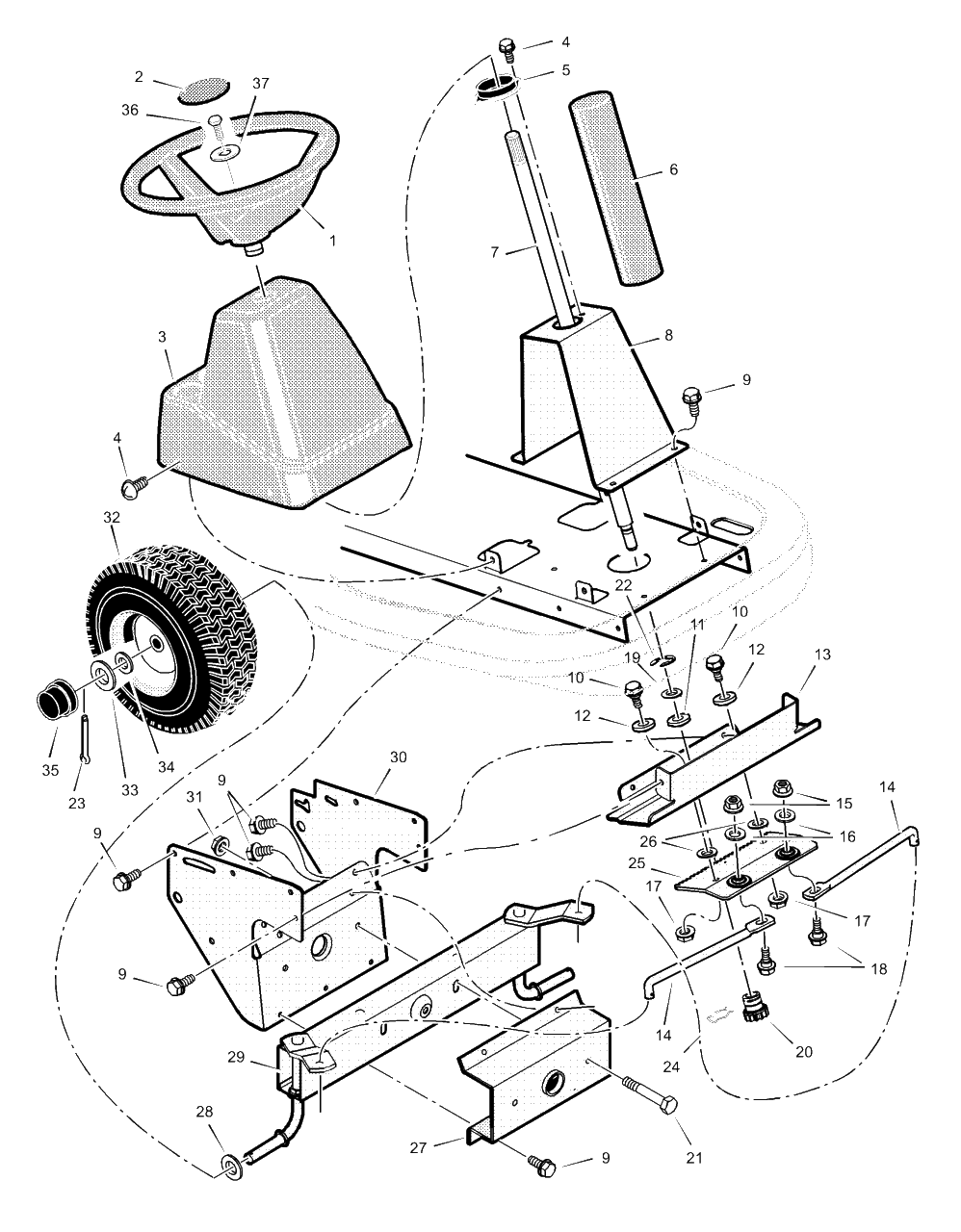 Steering Diagram and Parts List for 309029X50B 2003 Murray Lawn Tractor