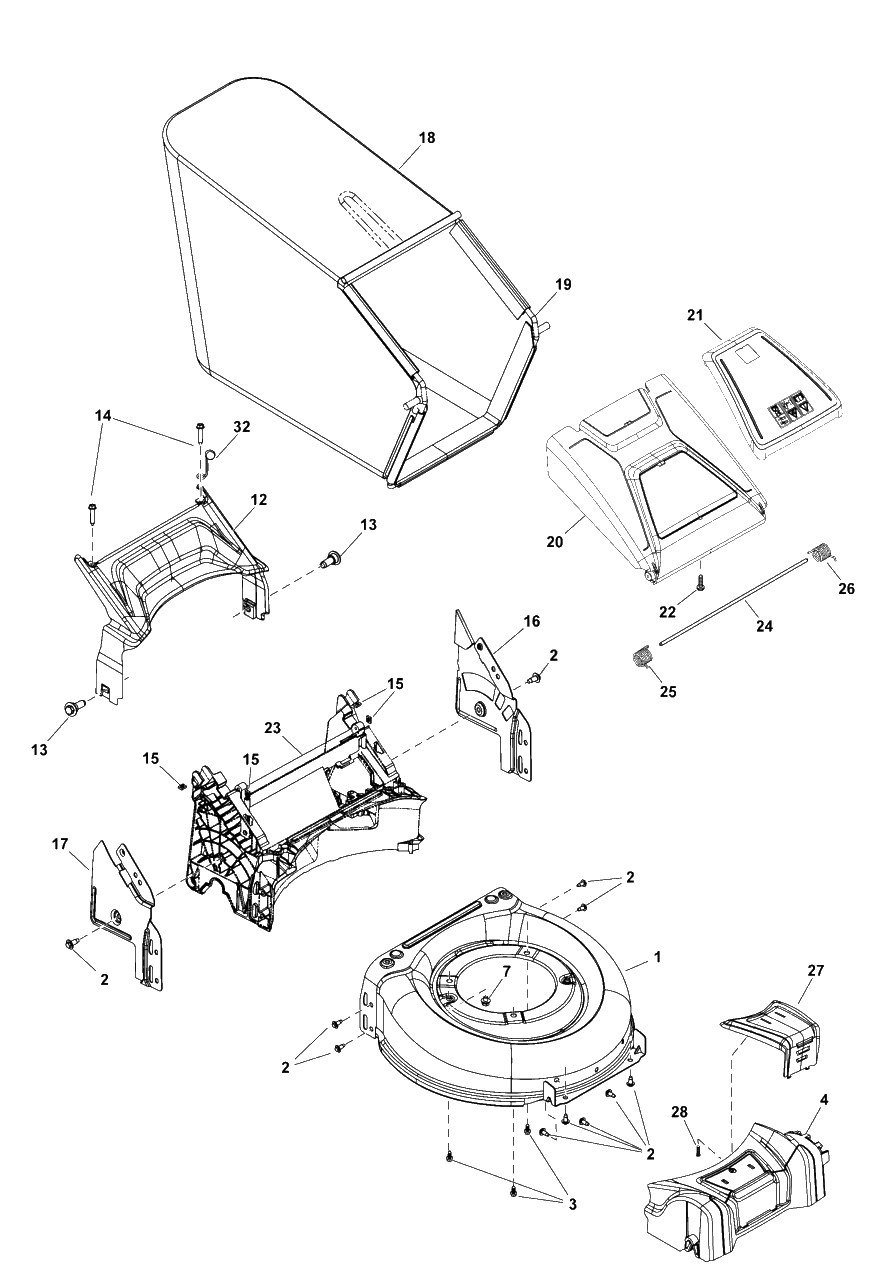 Deck Group 1 Diagram and Parts List for EQ400 (2691472-01)(2019) Murray Lawn Mower