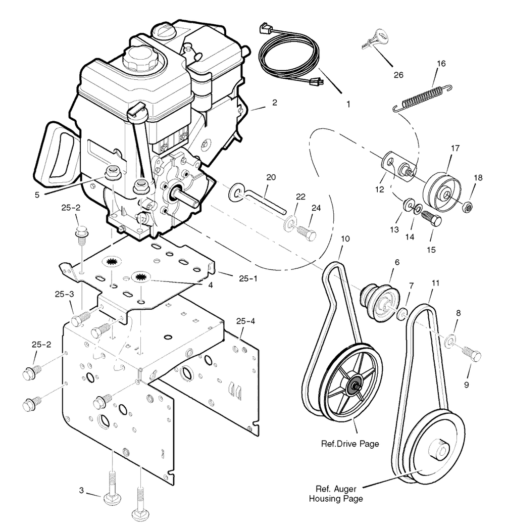 Engine Diagram and Parts List for 6291570X61 (1695367)(2007) Murray Snow Blower