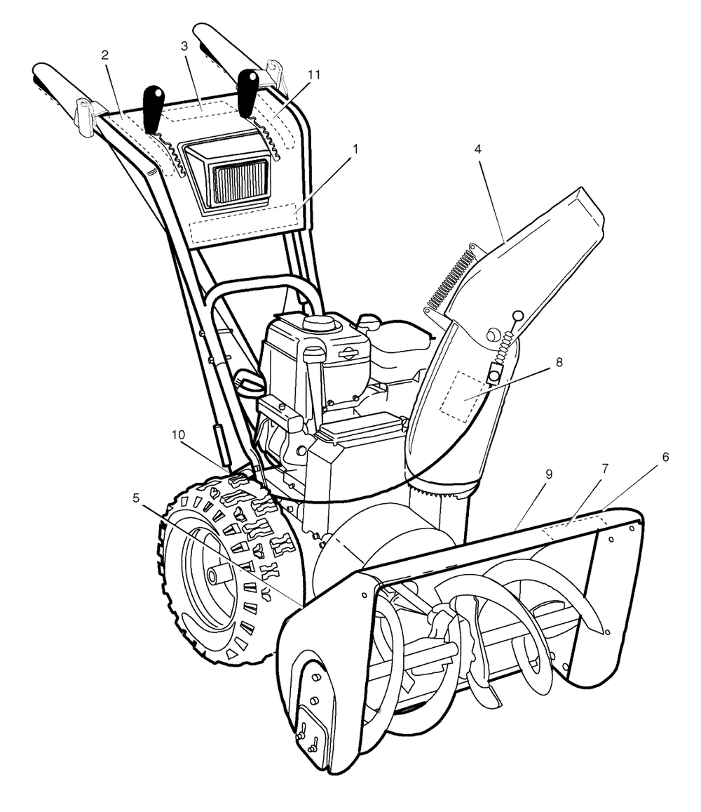 Decals Diagram and Parts List for 6291570X61 (1695367)(2007) Murray Snow Blower