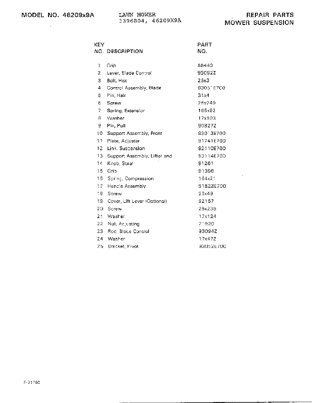 Mower suspension page 2 Diagram and Parts List for 3396804  Murray Lawn Mower