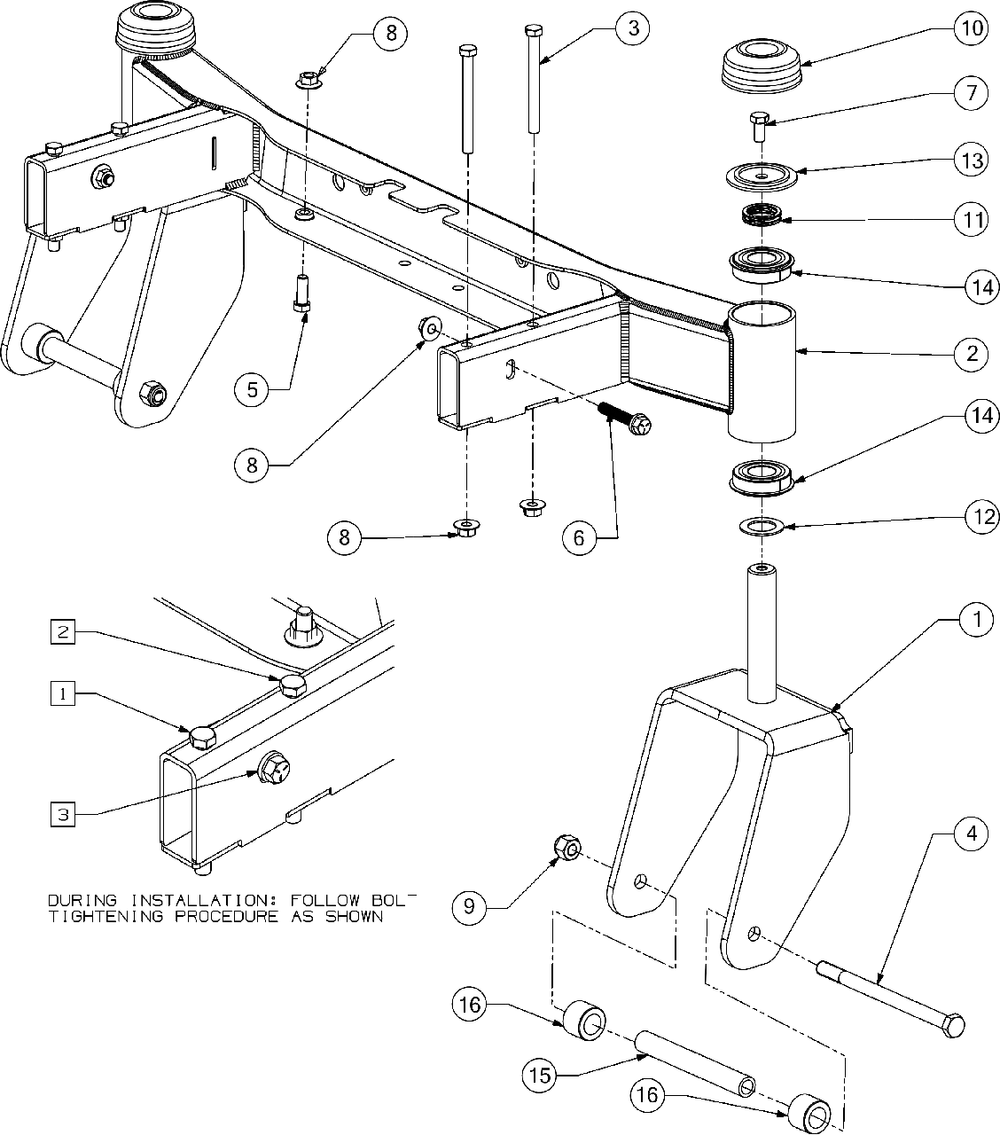 Front Axle Diagram and Parts List for M200-46 (RZT-46)(2016) Murray Lawn Tractor