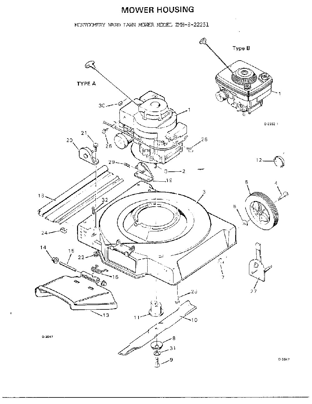 Mower  housing Diagram and Parts List for 8-22251  Murray Lawn Mower
