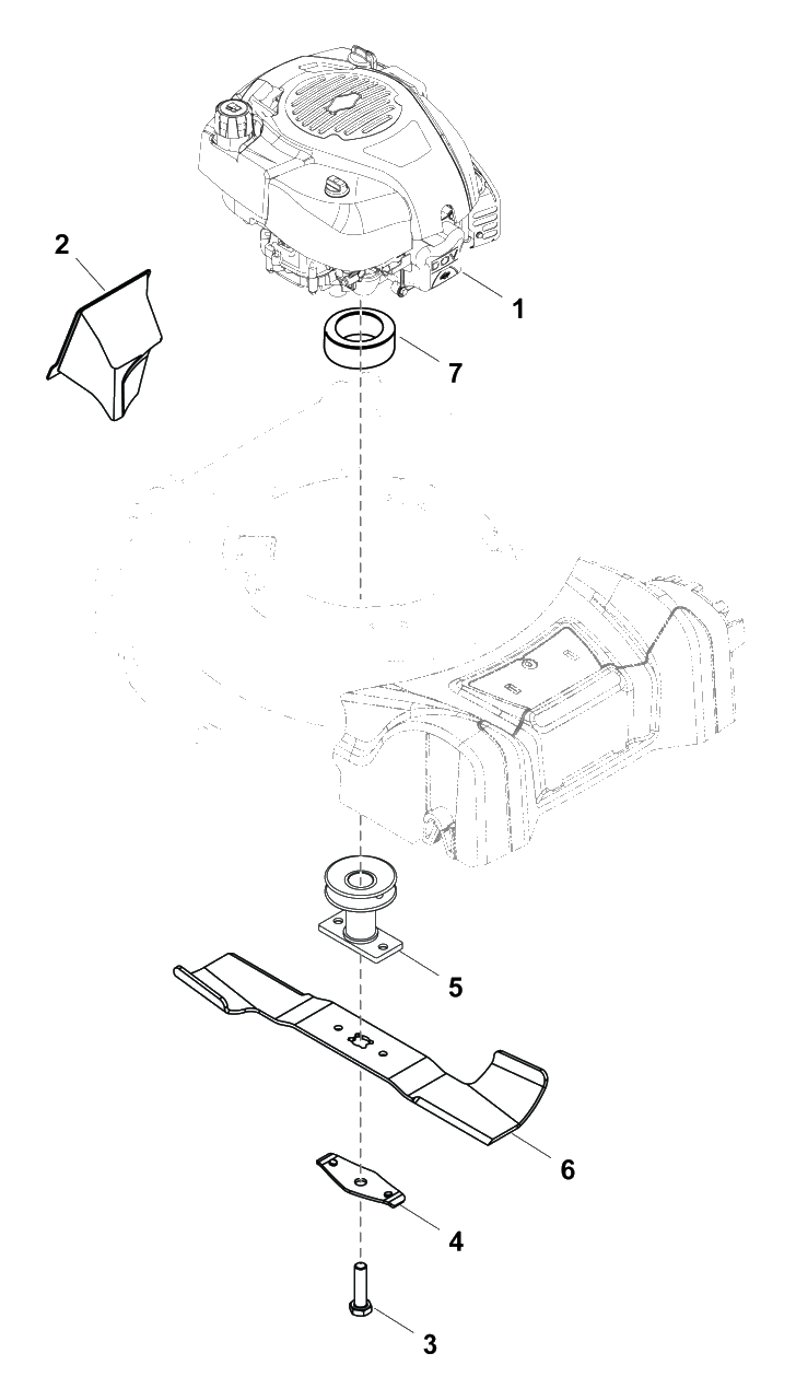 Engine And Blade Group Diagram and Parts List for EQ700X (2691476-01)(2018) Murray Lawn Mower