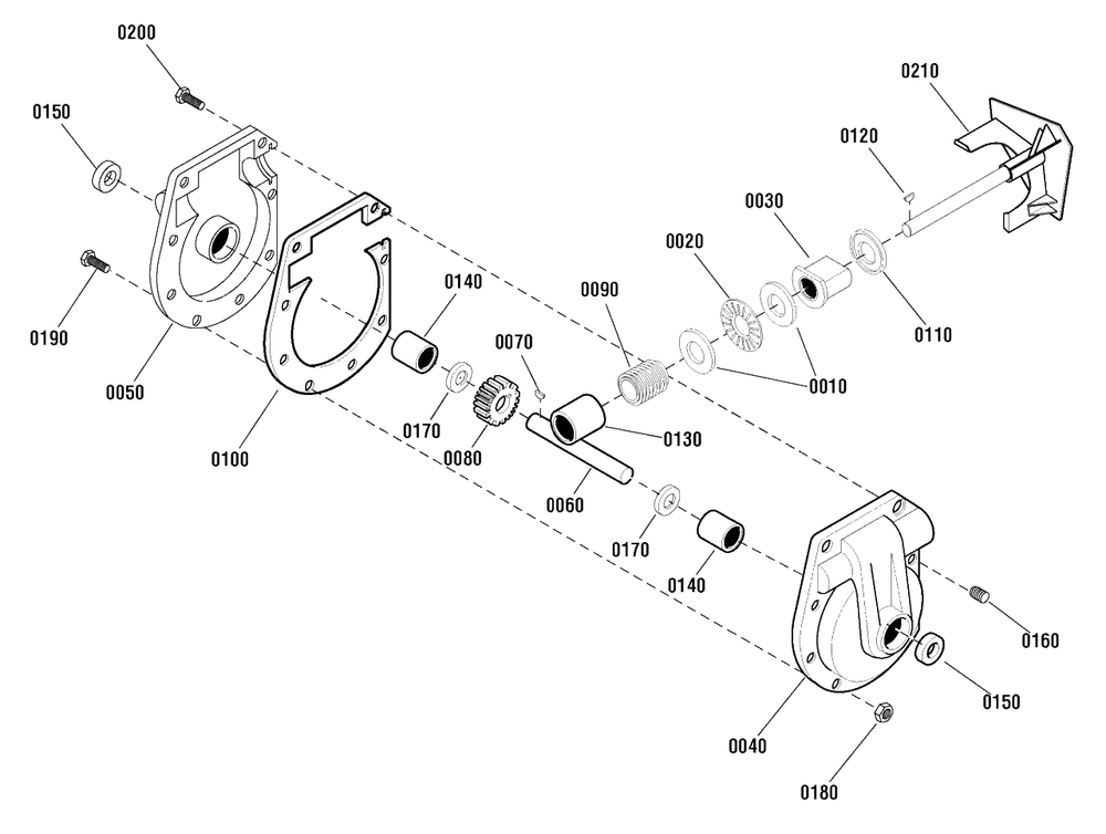 Gear Case Assembly (1738603) Diagram and Parts List for 1150-27 (1695722)(2009) Murray Snow Blower