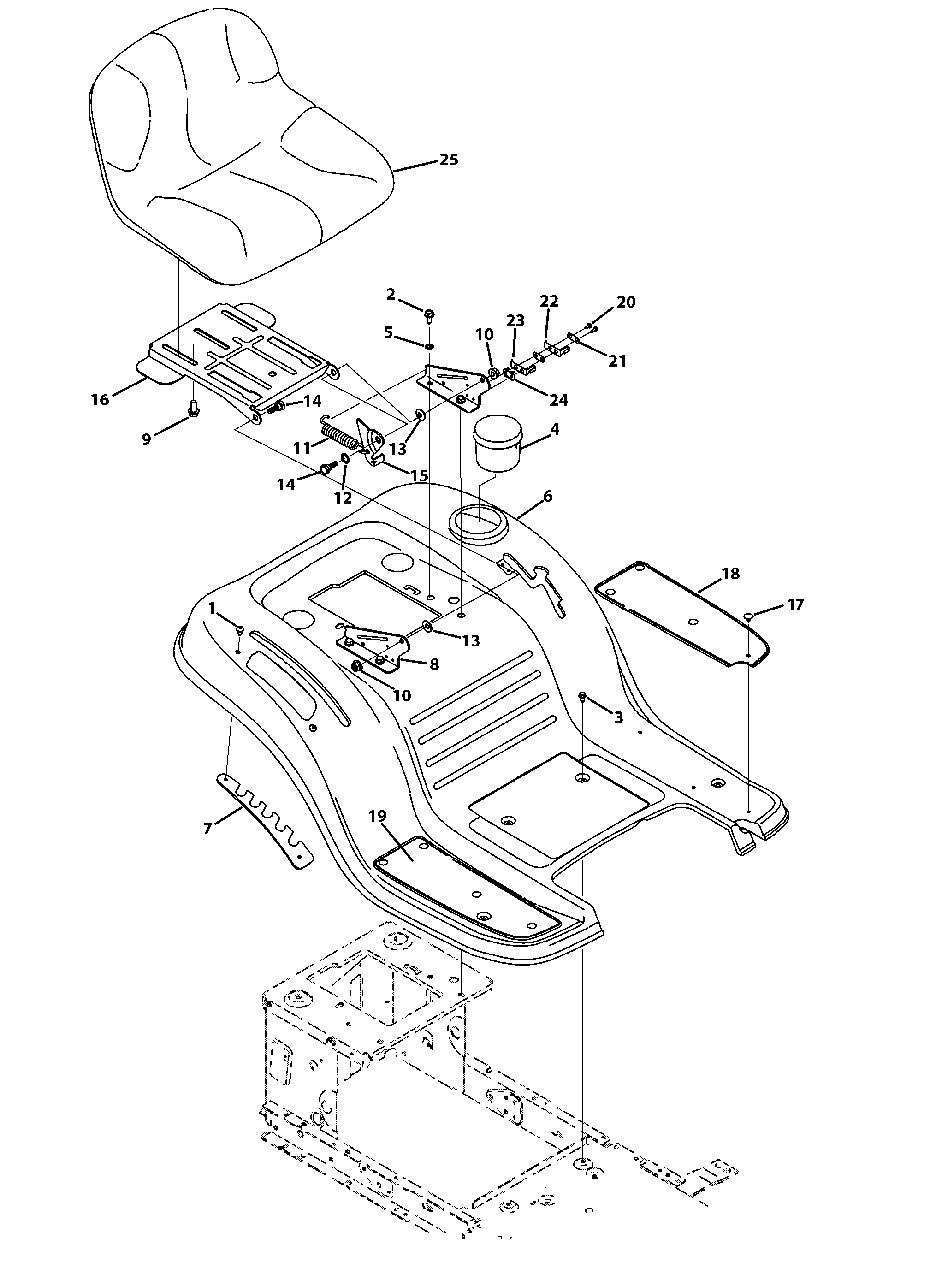 Seat And Fender Diagram and Parts List for 13AL795T058 2013 Murray Lawn Tractor