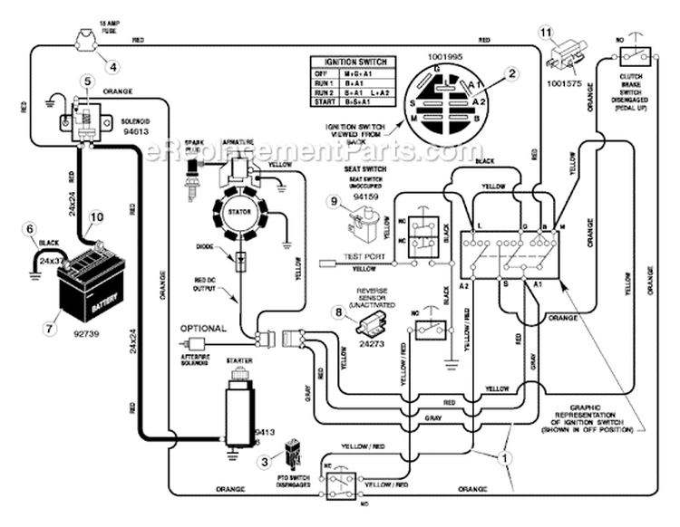 Page B Diagram and Parts List for C950-60405-1  Murray Lawn Tractor