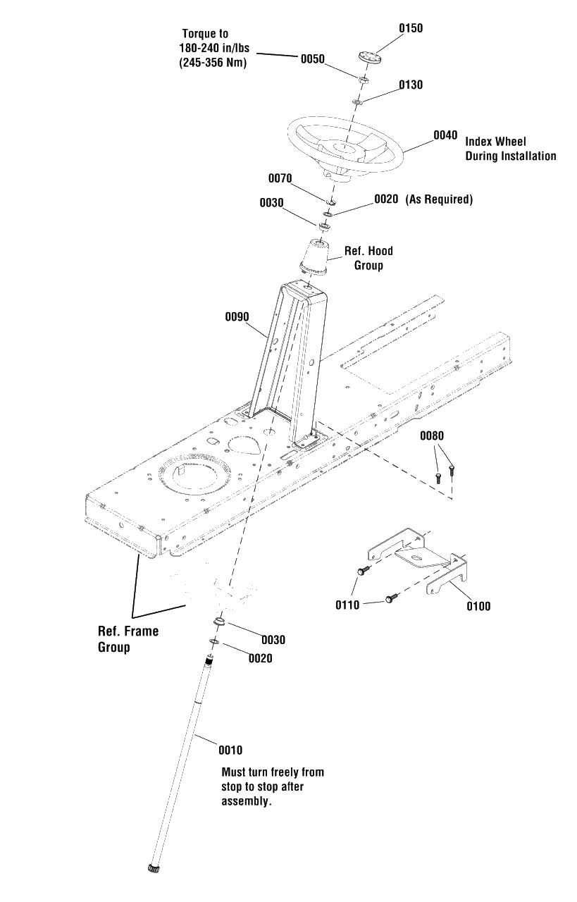Steering Group (885553) Diagram and Parts List for EMT16538RD (2690927)(2011) Murray Lawn Tractor