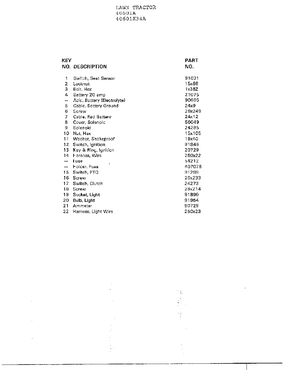 Wiring diagram page 2 Diagram and Parts List for 40601X34A  Murray Lawn Tractor