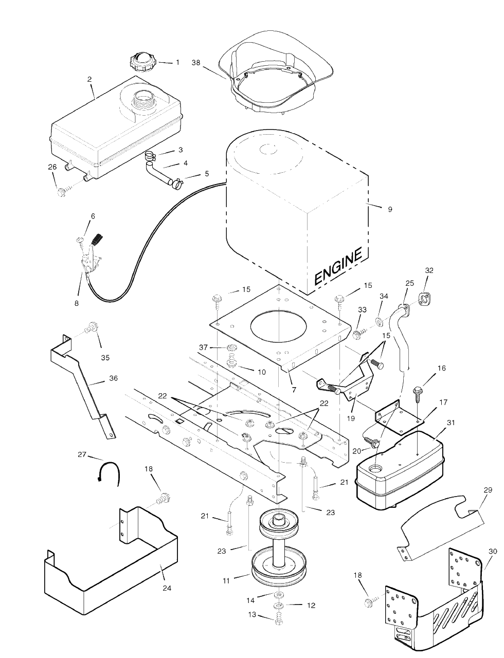 Engine Mount Diagram and Parts List for 405021X51 (7800279)(2008) Murray Lawn Tractor