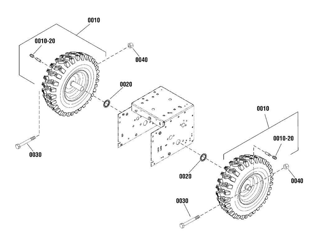 Wheels And Tires Group Diagram and Parts List for 824ES (1696267-00)(2012) Murray Snow Blower