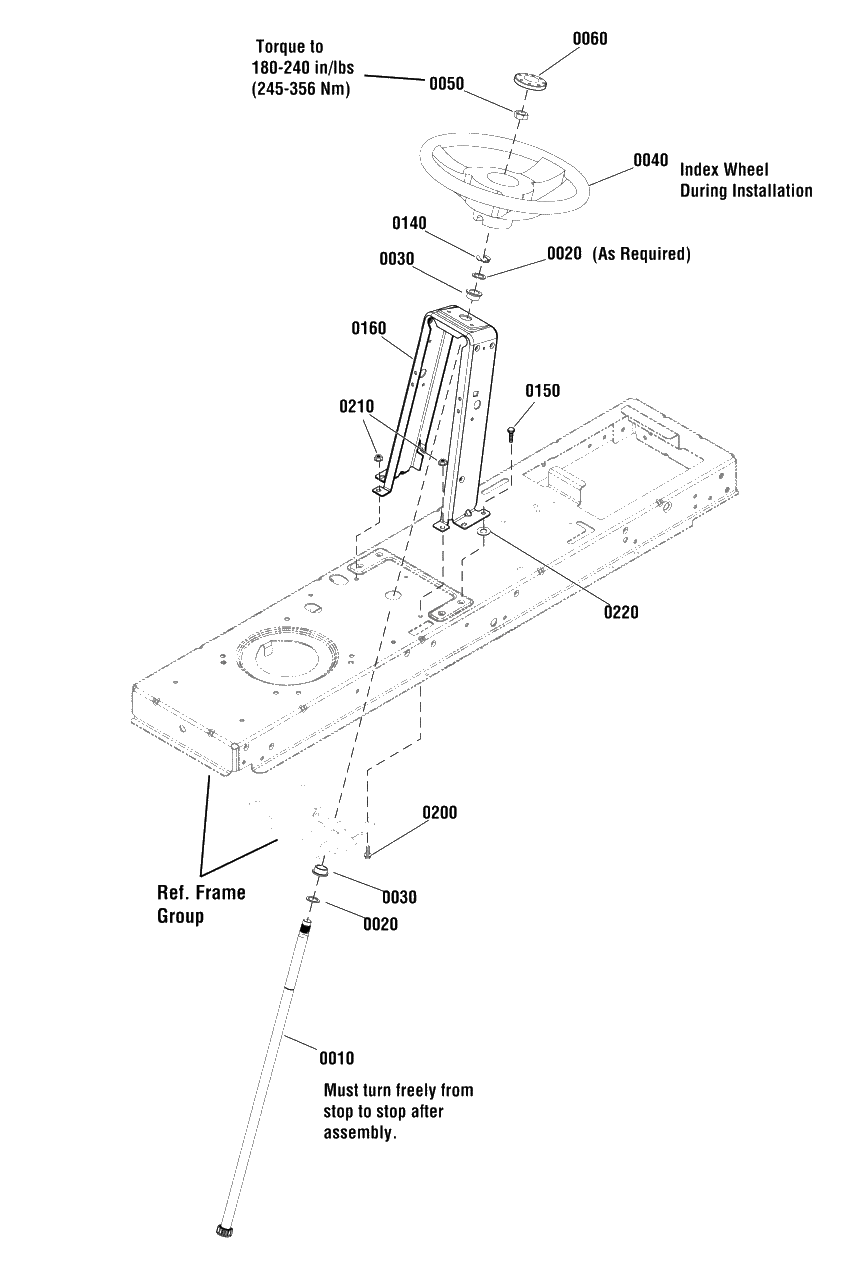 Steering Group Diagram and Parts List for EMT125380 (2690936)(2011) Murray Lawn Tractor