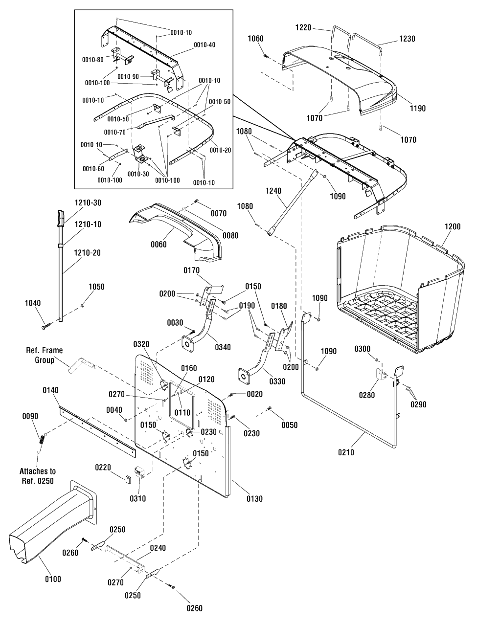 Collector Group - 280 Liter (885708) Diagram and Parts List for EMT17538RDF (1696109-00)(2012) Murray Lawn Tractor