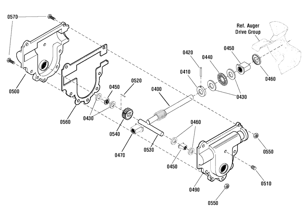 Gear Case Assembly (1752178) Diagram and Parts List for MH61900 (1696060)(2011) Murray Snow Blower
