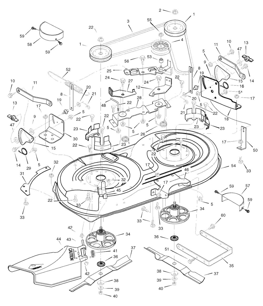 Mower Housing Diagram and Parts List for 405628X51 (7800281)(2008) Murray Lawn Tractor