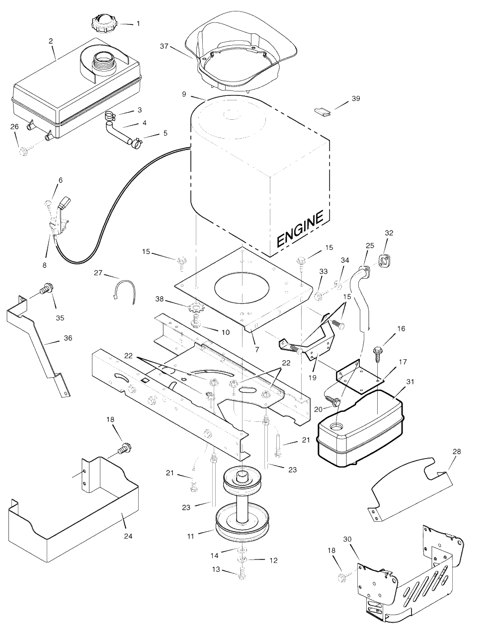 Engine Mount Diagram and Parts List for 405021X151 (7800320)(2008) Murray Lawn Tractor