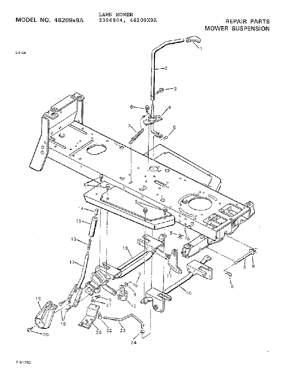 Mower suspension Diagram and Parts List for 3396804  Murray Lawn Mower