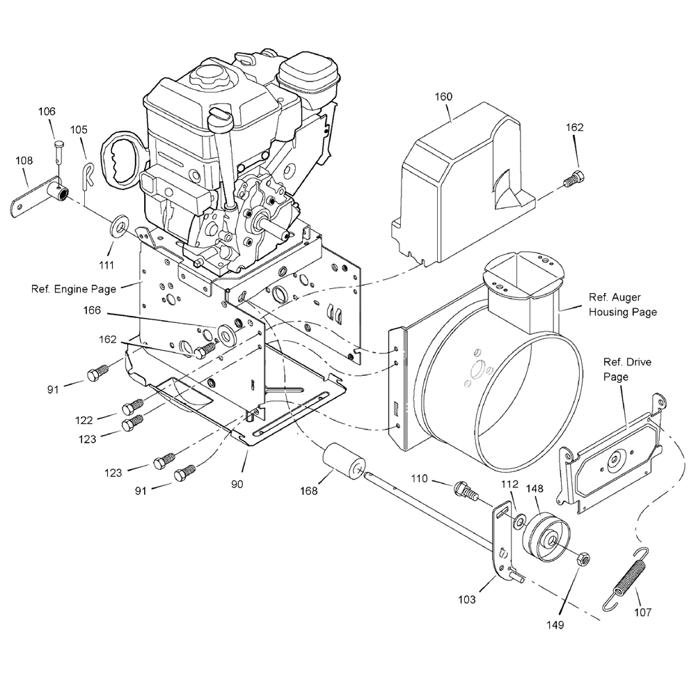 Frame Diagram and Parts List for 6240900X196A (1695425)(2007) Murray Snow Blower