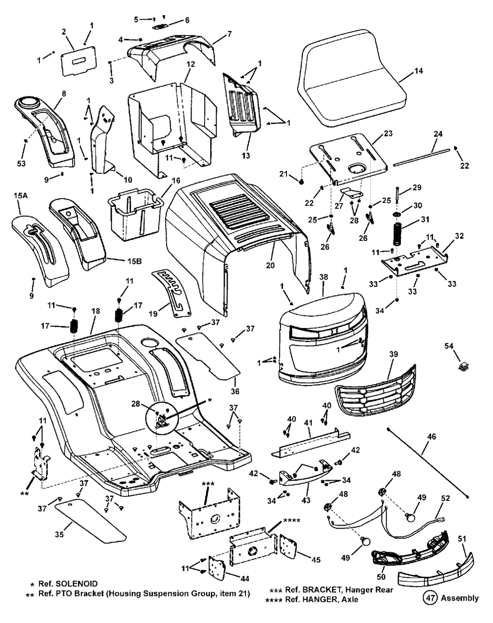 Hood/Seat Group Diagram and Parts List for LT20460 (7800192)(2008) Murray Lawn Tractor