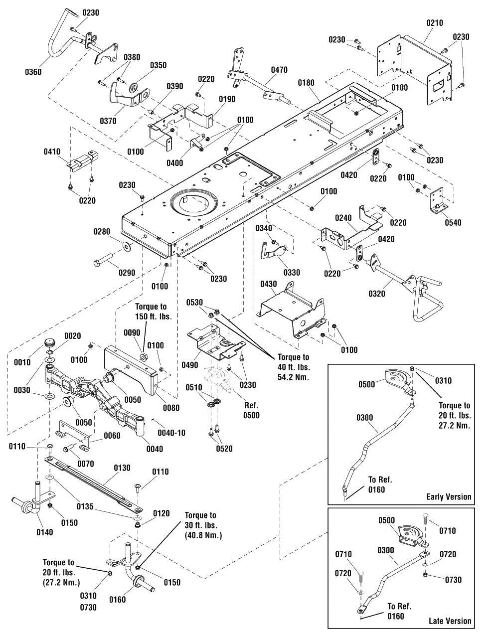 Frame And Front Axle Group Diagram and Parts List for MT175420H (2690928)(2011) Murray Lawn Tractor