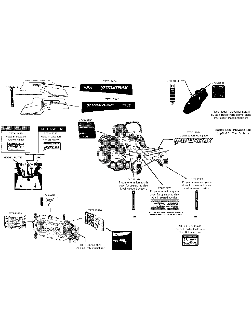 Label Map 17ac2acs058 Diagram and Parts List for MZ2142 (17AC2ACS058)(2012) Murray Lawn Tractor
