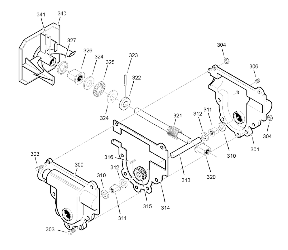 Gear Case Diagram and Parts List for 6240900X196A (1695425)(2007) Murray Snow Blower