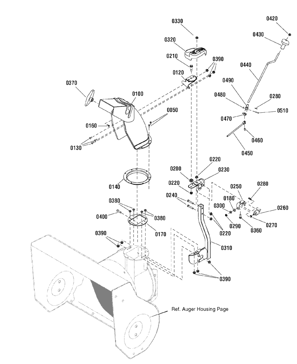 Discharge Chute Group Diagram and Parts List for 1150-27 (1695722)(2009) Murray Snow Blower