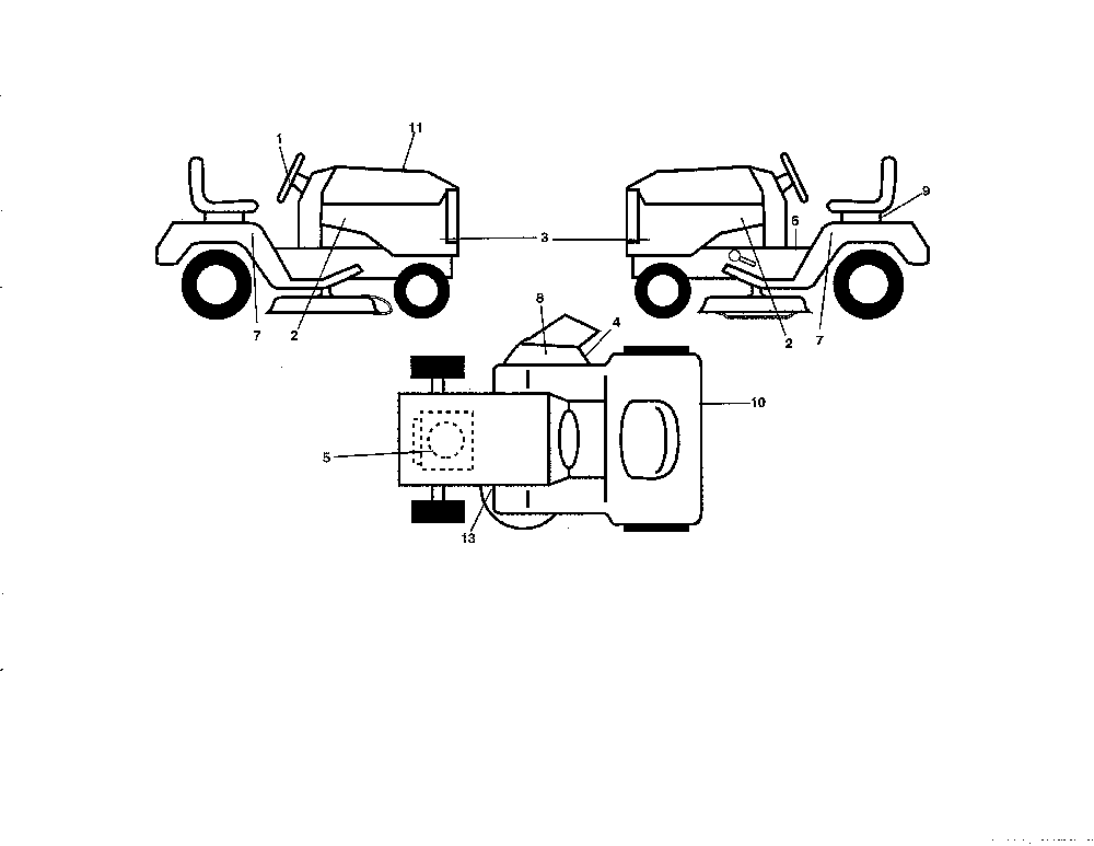 Decals Diagram and Parts List for MS18542-96044000800  Murray Lawn Tractor