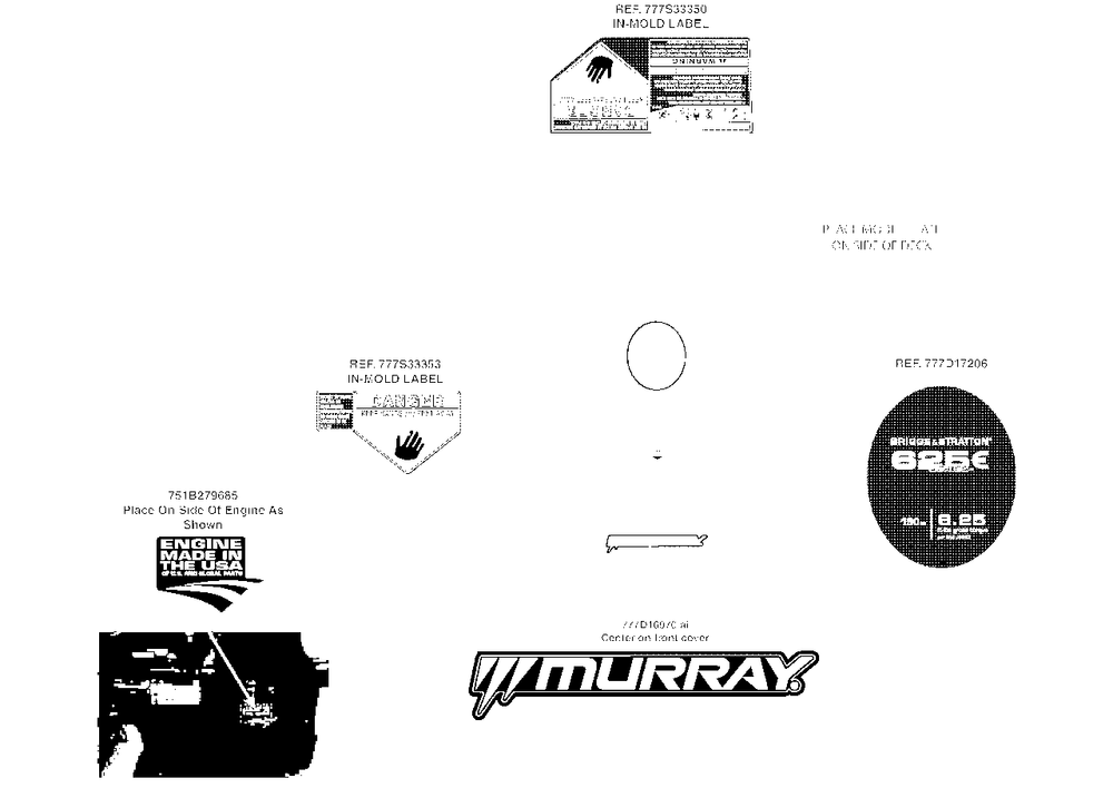Label Map Diagram and Parts List for ME21625 (11A-B24Z758)(2013) Murray Lawn Mower